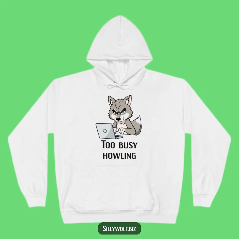 Funny Wolf Hoodie: Cozy Up in This Busy Wolf Typing Design, Great Gift