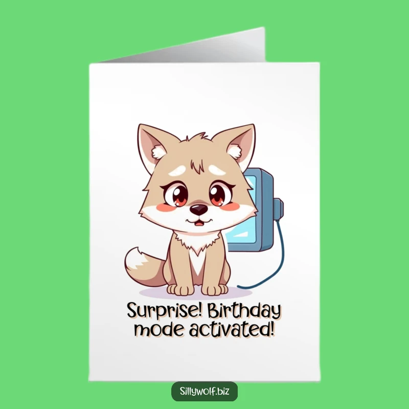 Free Printable Surprised Wolf Birthday Card - Funny Downloadable DIY Gift
