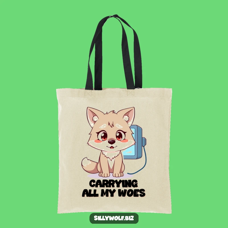 Funny Wolf Tote Bag: Surprised Wolf at Monitor, Carry Your Shock, Ideal Gift